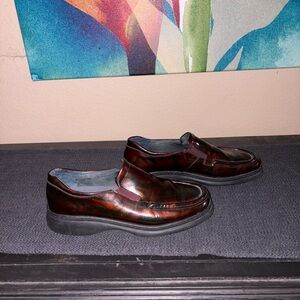 Zara leather matte brown retro slip-on loafers grunge y2k footwear vintage clogs